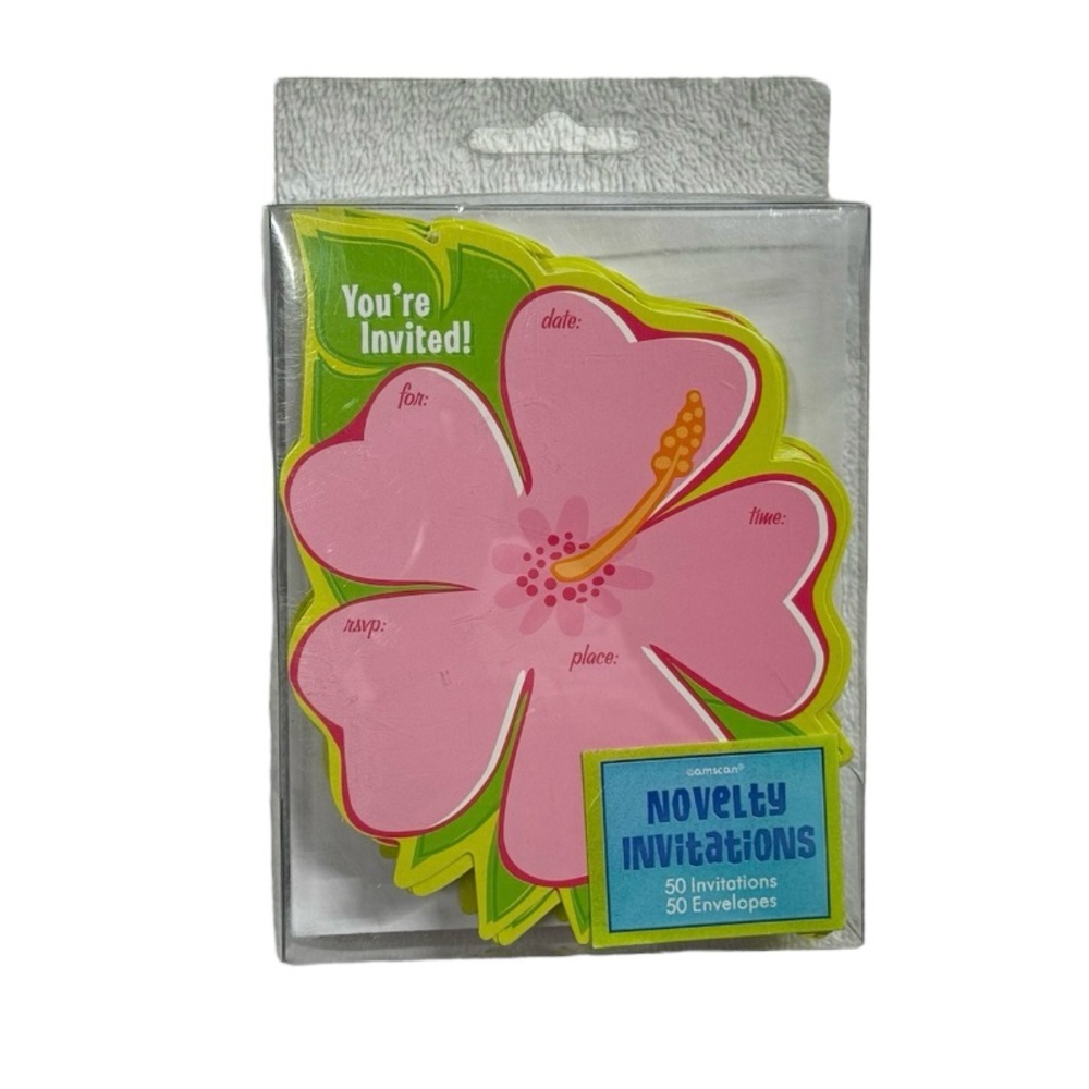 Amscan novelty flower invitations & envelopes. Set of 50 brand new in package!